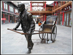 拉黃包車(chē)情景小品雕塑